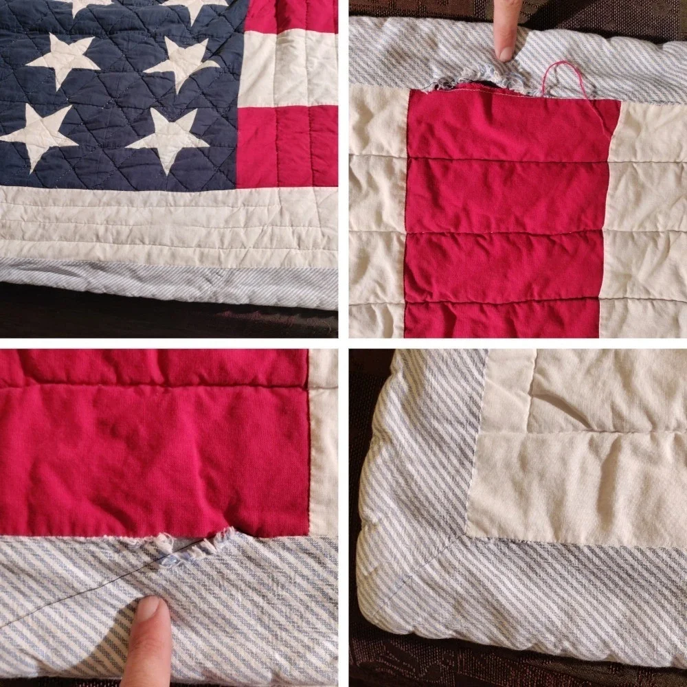 Tommy Hilfiger American Flag Quilt Stars Stripes Approximately 82Wx84L Imperfect